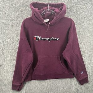 Champion Hoodie Womens XL Burgundy Reverse Weave Logo Pullover Athleisure